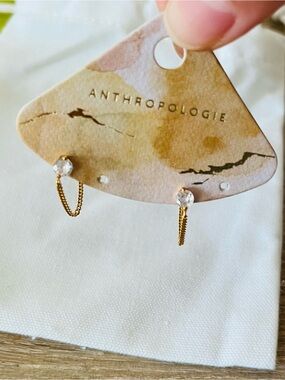 NWT Anthropologie diamond earrings 14k gold plated